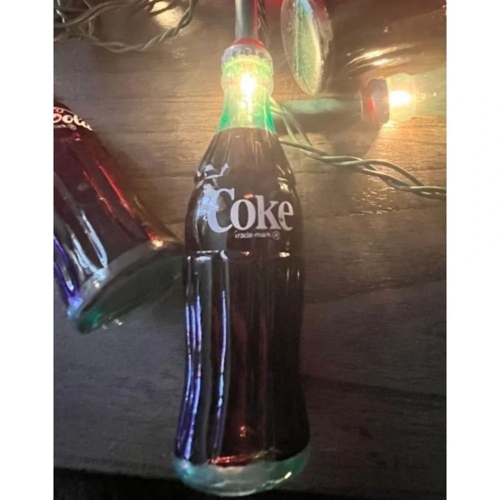Vintage Coca-Cola Bottle & Logo Christmas String Lights 20 Light Set Tested